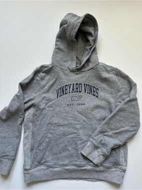 Vineyard Vines Youth Heather Gray Pullover Hoodie with Navy Logo